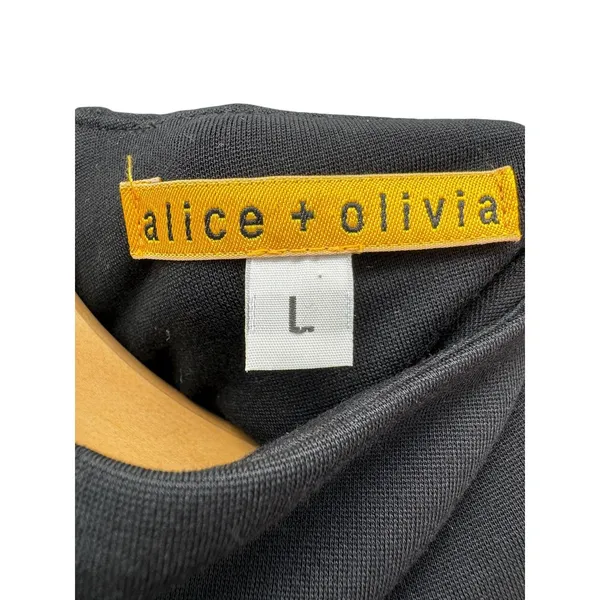 Alice + Olivia‎ Black Sleeveless Mock Neck Asymmetrical Seam Dress Size L - Image 4