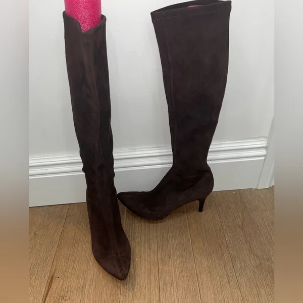 Brown Faux suede leather sock boots size 8 1/2 - Image 8