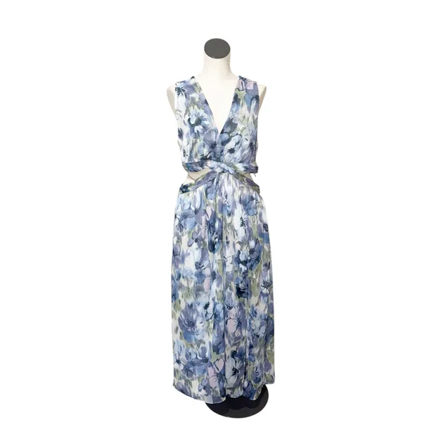 NWOT Zara Printed Metallic Thread Dress Cut Out SZ-XL - Image 11