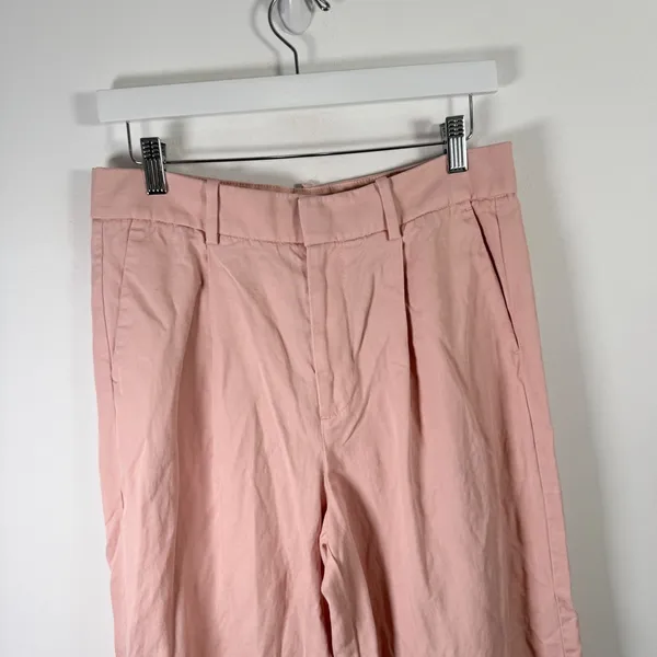 Madewell Slouchy Straight Leg Twill Pants Pink Office Preppy Linen Blend Women 4 - Image 10