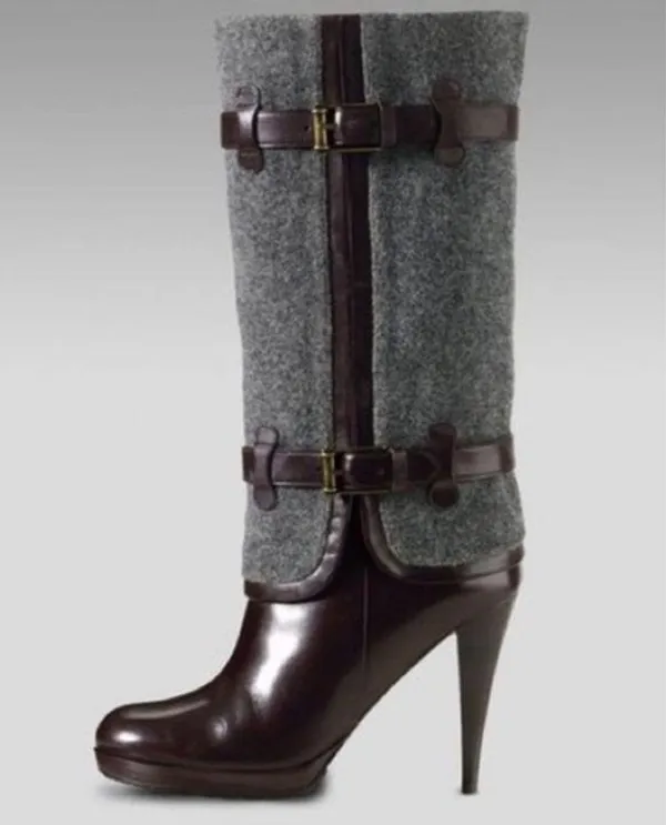 Kennedy Wool/Leather Boots Gray Brown Size 8B - Image 11