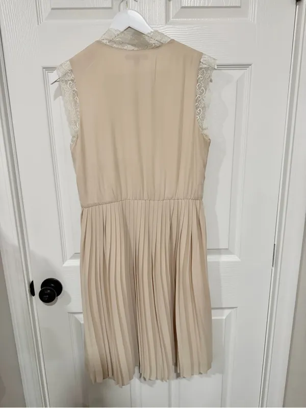 Banana Republic Lace Pleated Midi Dress Cream Romantic Cottagecore Size 6 - Image 7