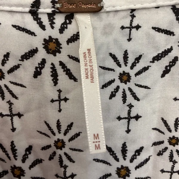 Free People Mixed Print V-Neck Tunic Mini Dress Brown Cream Mustard Size M - Image 5