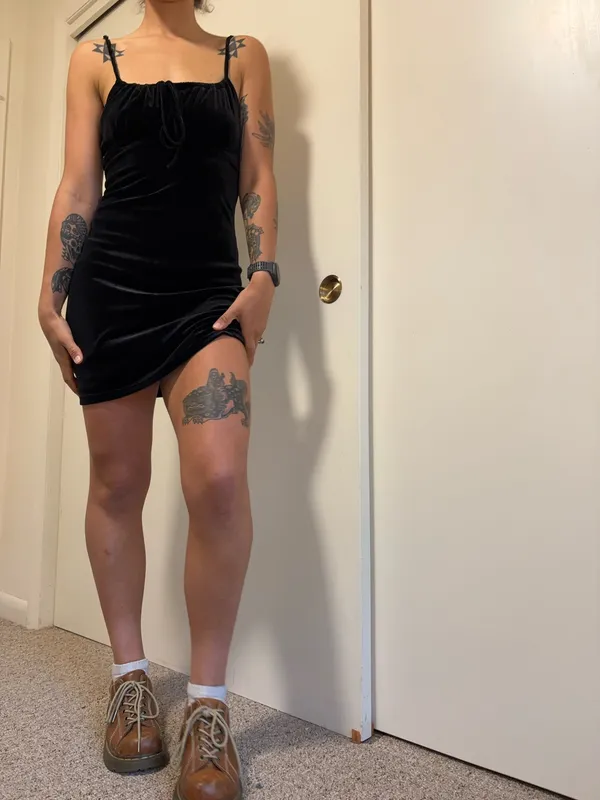 Black Velvet mini dress Showpo - Image 2