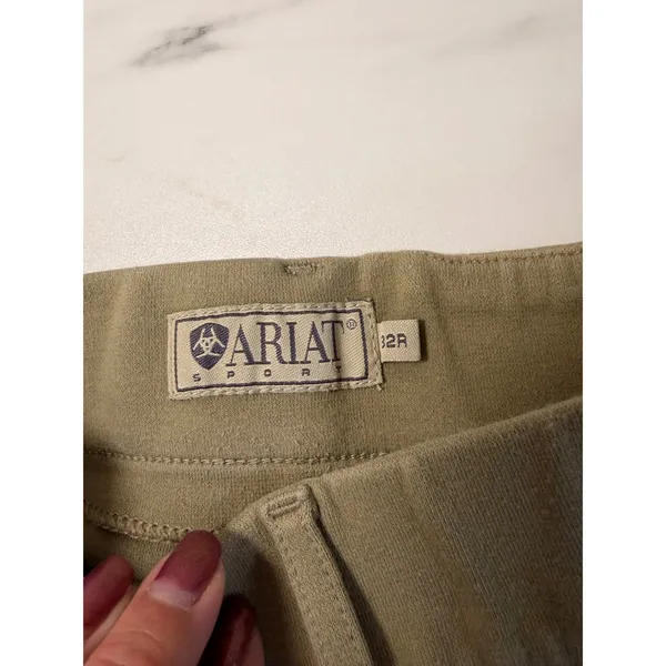 Ariat Sport Equestrian Breeches Olive Green Tan Knee Patch Riding Pants 32R - Image 4