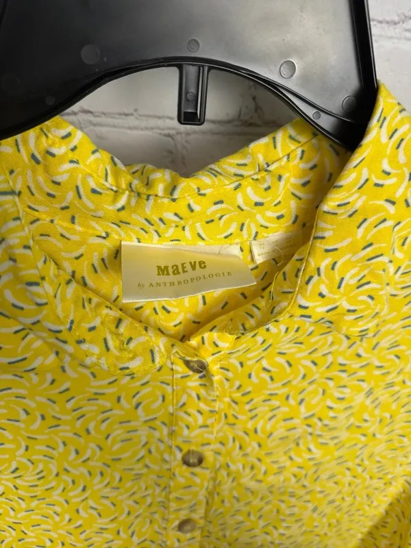 Maeve Anthropologie Blithe Button-Down Top size 12 Bow Detail Sleeve peasant - Image 6