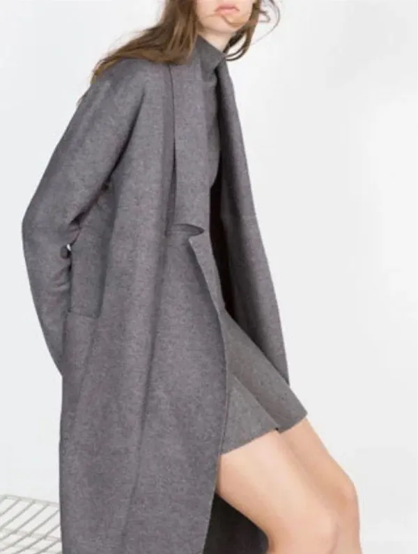 Long Knit Coat with Draped Neck - Image 9