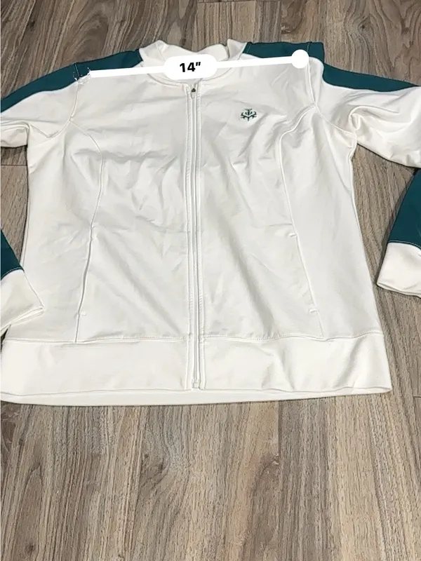 Lady Hanger Tennis Jacket White Green Lightweight Athletic Zip Up. - Image 10