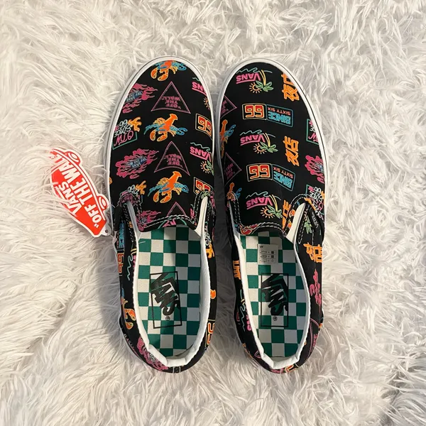 Rare Vans Market Black/ Neon Slip On seafood lobster Chinese characters sneakers - Image 3