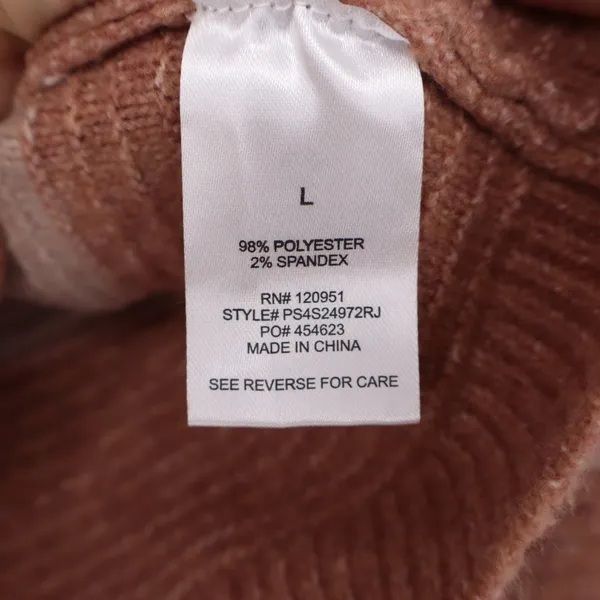 Pink Rose Womens Striped Crewneck Sweater Pink Brown Large - Image 3