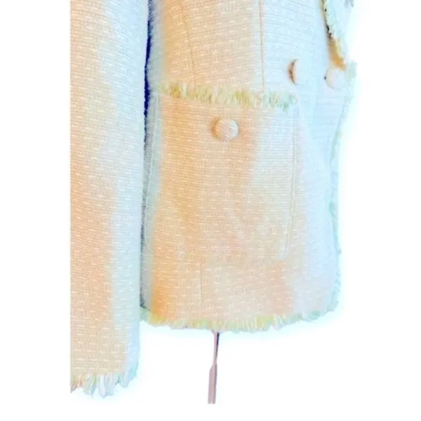 $259 NWT House of Harlow 1960 Pistachio Green Tweed Double-Breasted Blazer M - Image 5