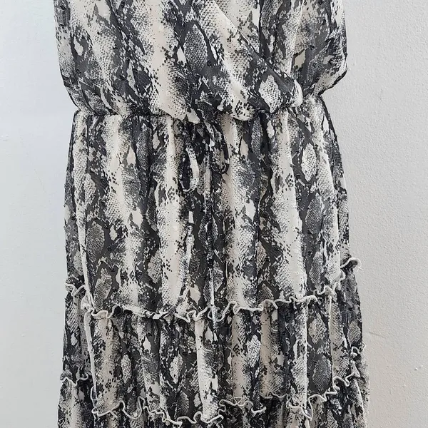 Altar'd State Gray Snakeskin Print Mini Dress Size Medium Wedding Guest Dress - Image 3