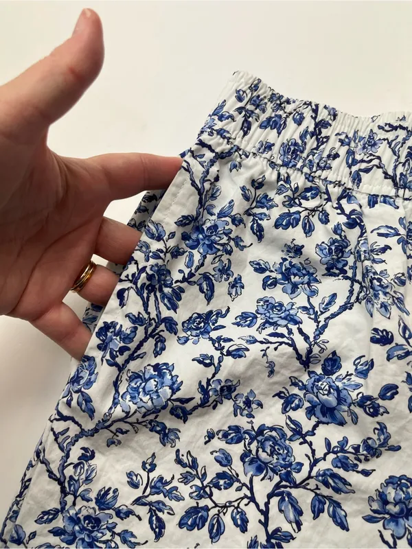 Lulu Mac Blue White Floral Womens XS Pull-on Cotton Pants Pockets Sleep Casual‎ - Image 9