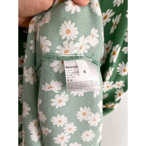 Reformation | Seville Dress in Daisy | Green White | Sz S - Image 7