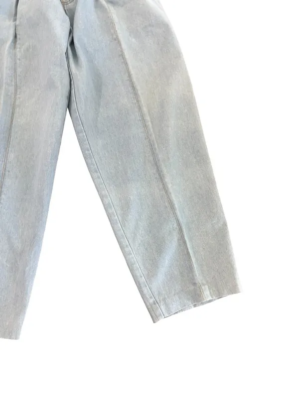 Lizwear Light Wash Pleated Belted Wide Leg Jeans Barrel Trouser Size 10 Women's - Image 5