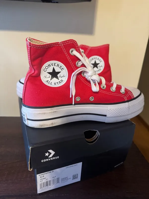 Red Platform Converse Sneakers - Image 4