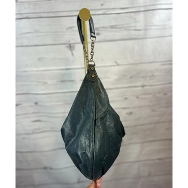 Botkier Dark Teal Green Leather Hobo Shoulder Bag Bronze Hardware Slouchy - Image 7