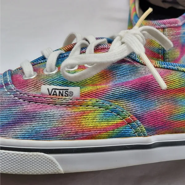 Y2K Vans Rainbow Tie-Dye Canvas Sneakers Women's 7 Skater Preppy Casual Shoes - Image 3