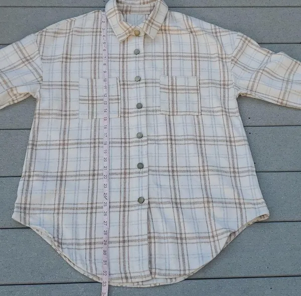 Plaid Flannel Shacket | Plaid Flannel Shirt Jacket Size L - Image 7