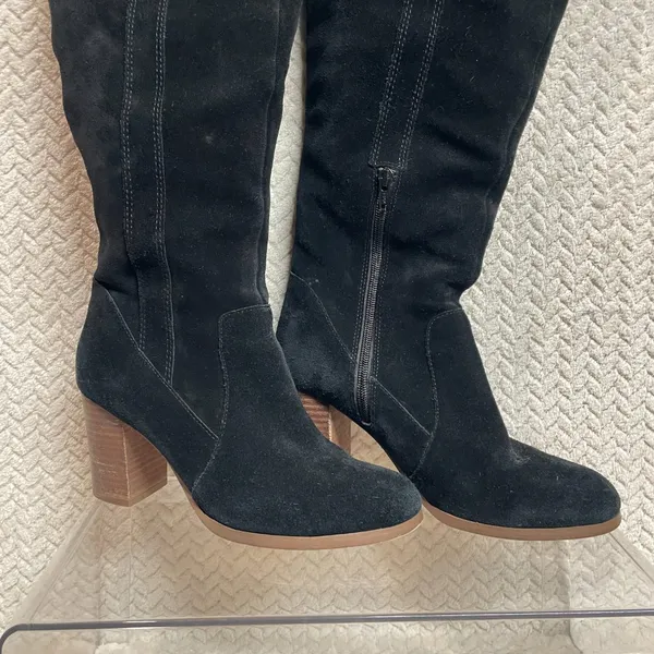 Sole Society Womens‎ Cleo Knee High Black Suede Block Heel Boot Whimsigoth 8.5 - Image 2