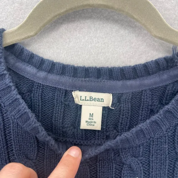 LL Bean Cable Knit Sweater Womens *XS/Small Blue Crewneck Fall Winter Preppy - Image 2