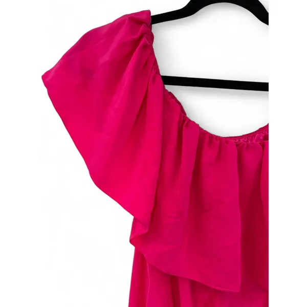 AMANDA UPRICHARD | M | Romper Shorts Outfit Off Shoulder Ruffle 100% Silk Women - Image 4