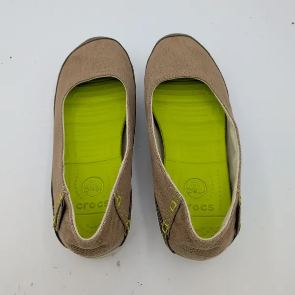 Crocs Stretch Sole Ballet Canvas Flats Khaki Tan‎ Womens 7 Comfort Walking Shoes - Image 6