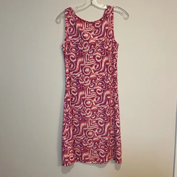 Title Nine Dress Sleeveless Cowl Neck Pink Orange Geometric‎ Womens Small - Image 2