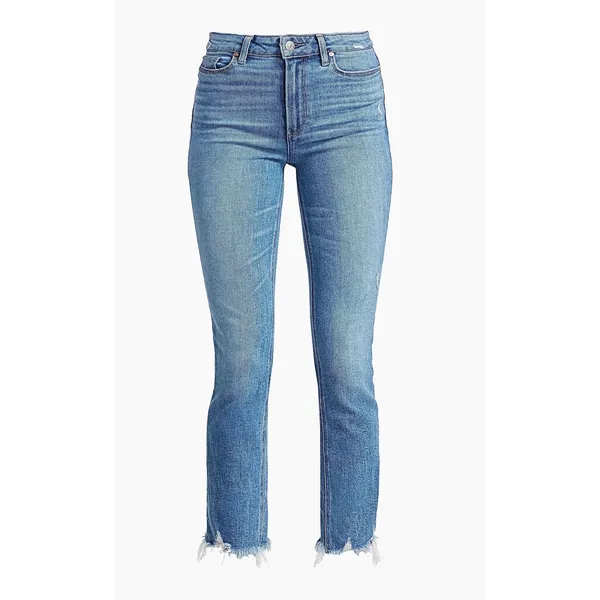 Paige Cindy High‎ Rise Straight Leg Jeans Mel Destroyed Raw Hem 24 - Image 3