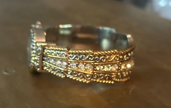 Vintage Accutime fancy two tone rhinestone cuff watch - Image 8