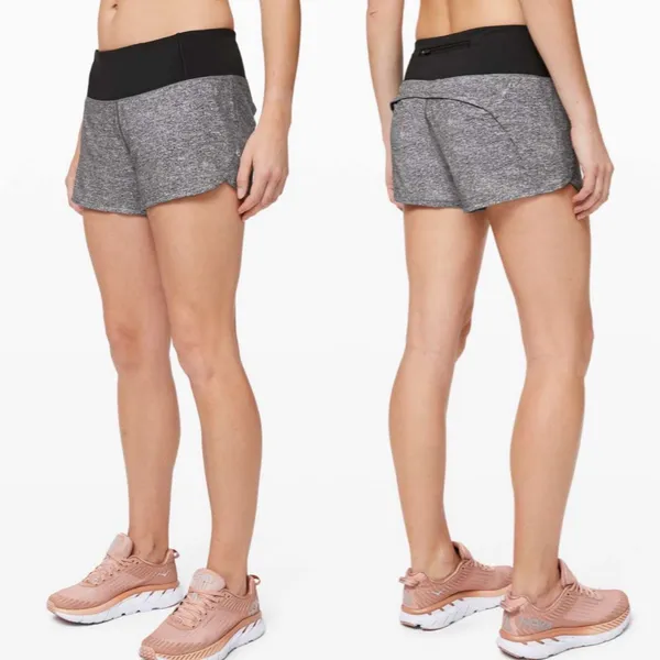 LULULEMON Run Times Short II 4" Heather Lux Black Grey Shorts Womens 4 - Image 2