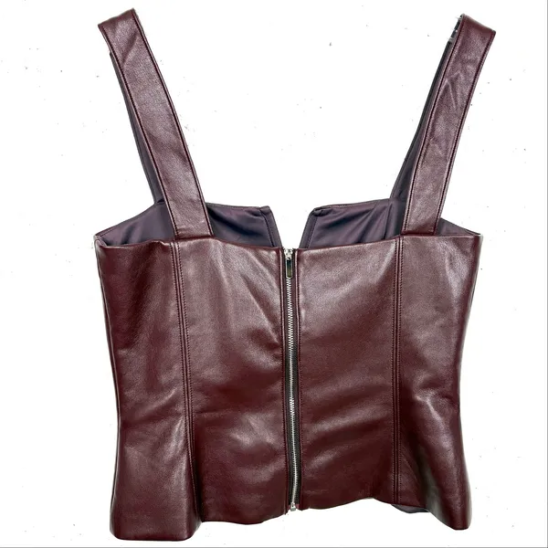 Amanda Uprichard Nia Top Faux Leather Lined Back Zipper Closure V-Wire Small - Image 11