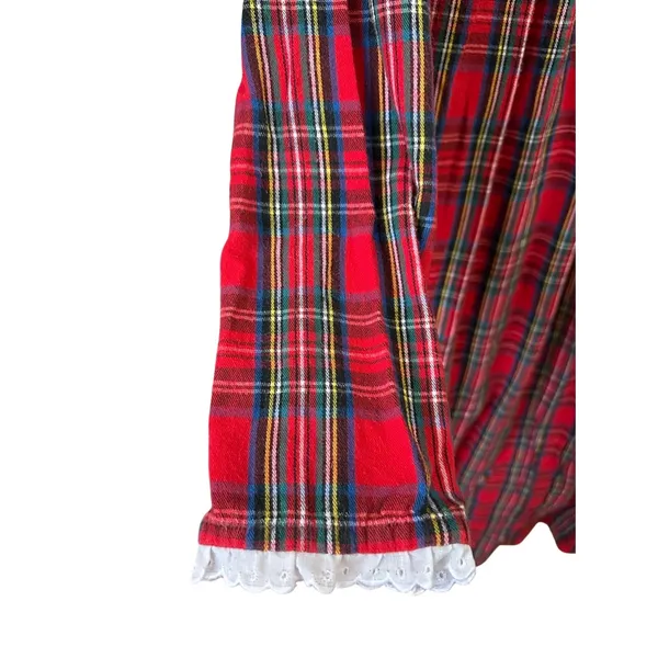BellePointe Long Nightgown Plaid‎ Flannel Medium Christmas Eyelet Trim Vintage - Image 8