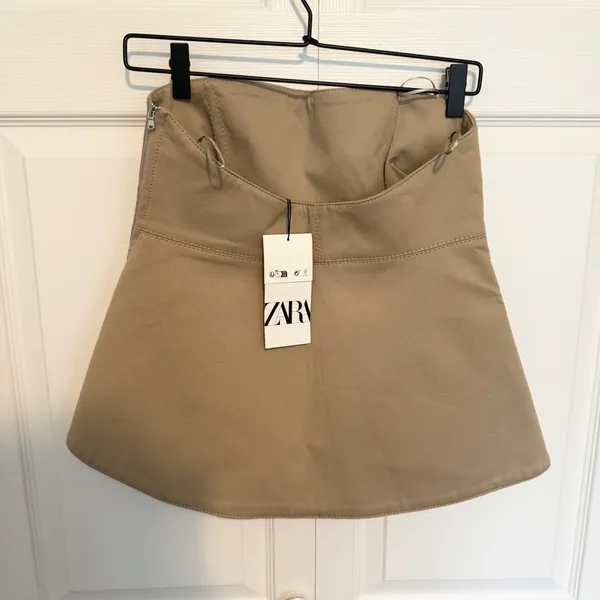 NWT ZARA Tan Khaki Women's tube top tank SMALL - Image 6