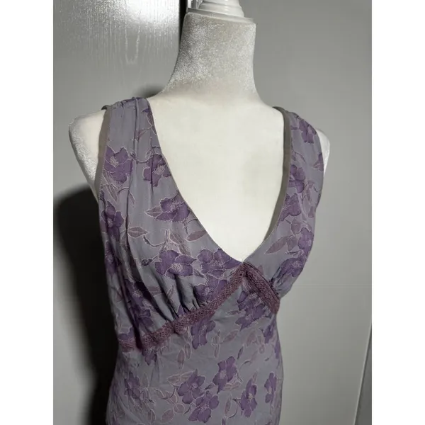 Vintage Johnathan Martin Studio Floral Maxi Dress Purple Gray size 14 Sleeveless - Image 2