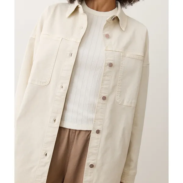 Marine Layer Molly Oversized Shirt Jacket Stone Beige Medium NWT Shacket $168 - Image 5