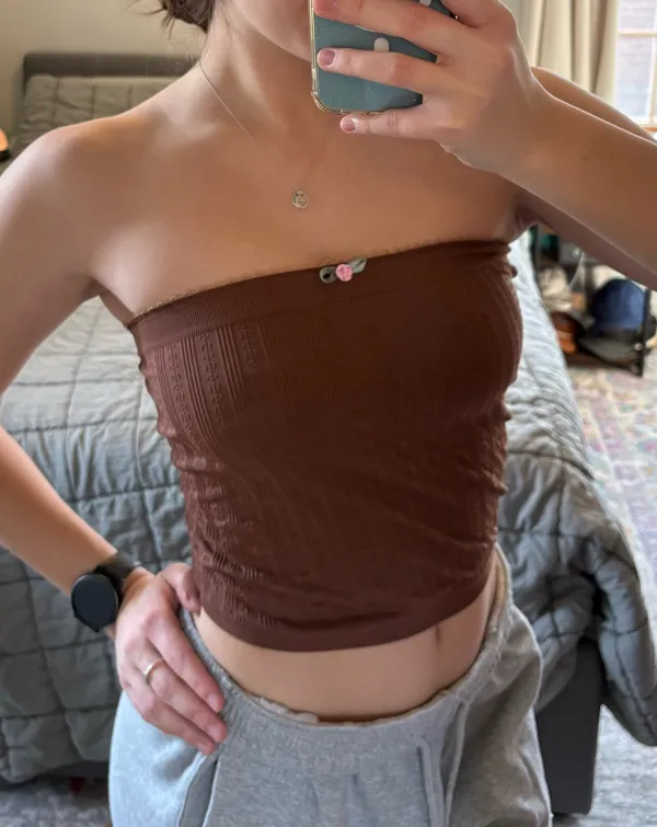 Out From Under Sweet Pea Pointelle Seamless Brown Tube Top - Image 4