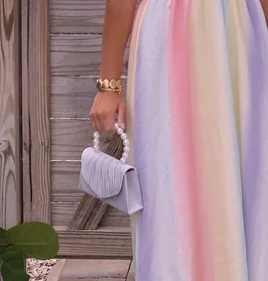 white satin pearl handbag - Image 3