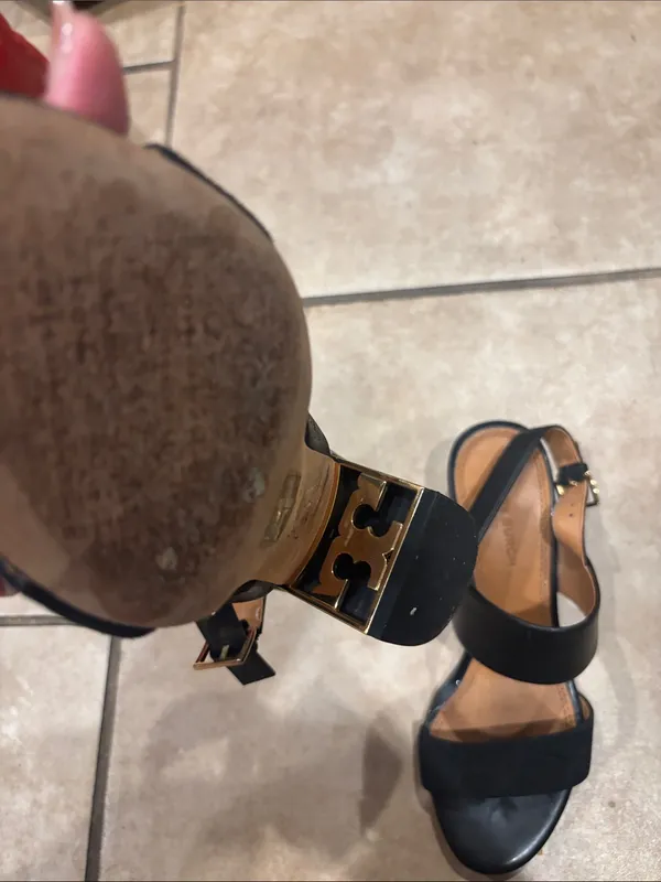 Tory Burch Gigi Black Heels with Gold Detail Under Heel - Image 3