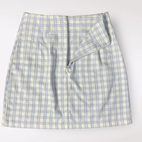 Brandy Melville John Galt Cara Plaid Baby Blue White Mini Skirt‎ Size OS XS/S - Image 7