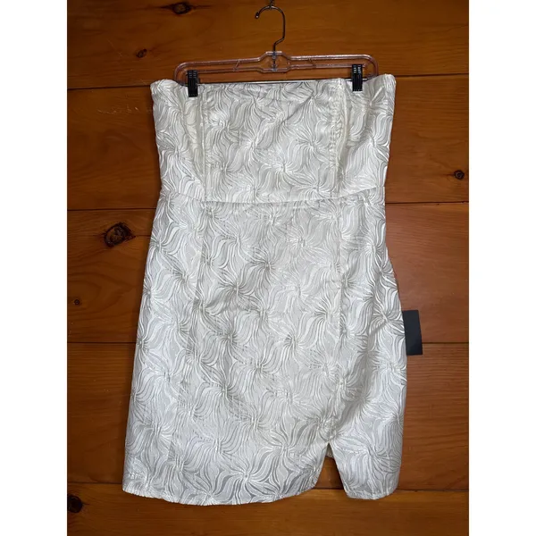NWT Lulus Bubbly Beauty Ivory Jacquard Strapless Bustier Mini Dress Cocktail XS - Image 2