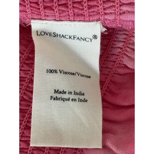 Loveshackfancy Evan Mini Dress Womens‎ Medium Pink Tie Dye Velvet Ruffle Smocked - Image 5