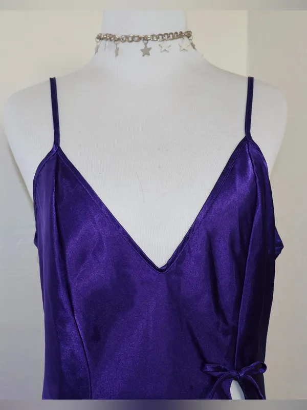 Vintage Fredericks of Hollywood Liquid Satin Lingerie Slip Small Deep Purple - Image 5