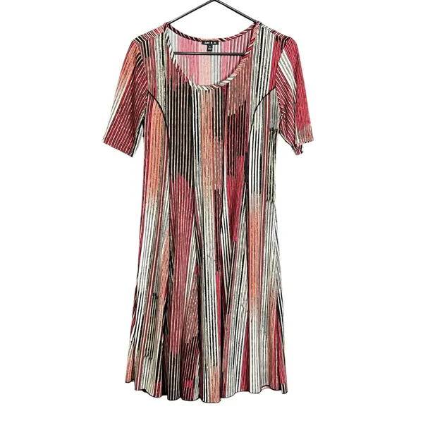 Sami & Jo Womens Size Small Dress Abstract Vertical Stripe Knee Length‎ Stretch - Image 2