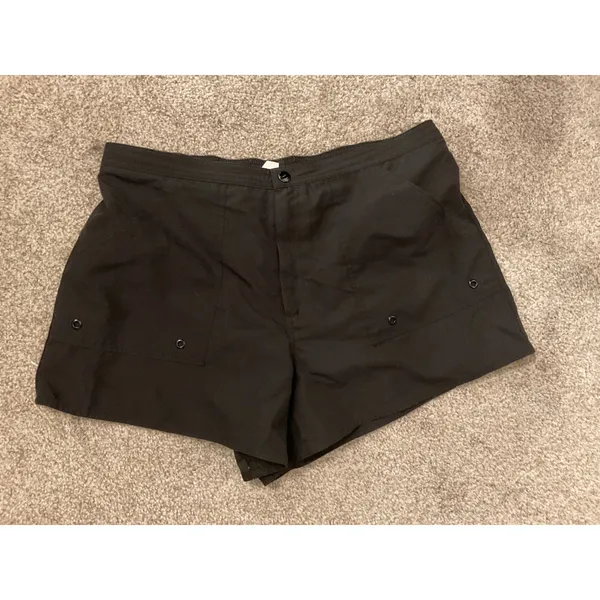 Maxine of Hollywood Black Solid Woven Boardshort Swim Bottom, 12 - Image 3