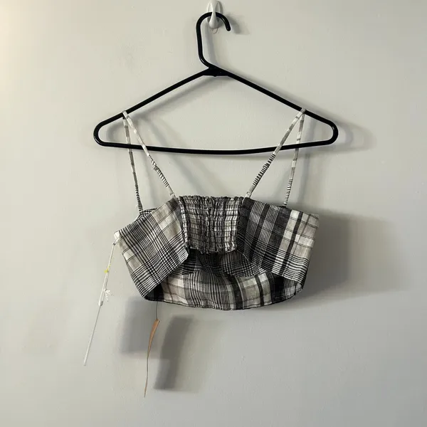 Reformation Loma Grey Plaid Crop Tank Top NWT Size 4 - Image 5
