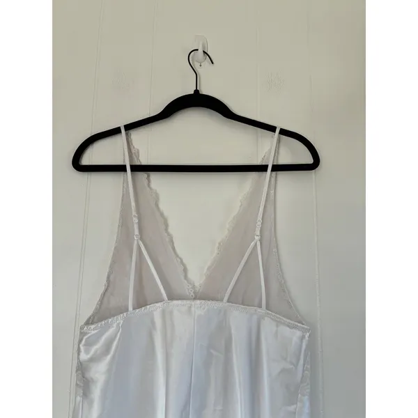 Gilligan &‎ O'Malley White Satin Lace Chemise Nightgown Mini Slip Dress Womens S - Image 3