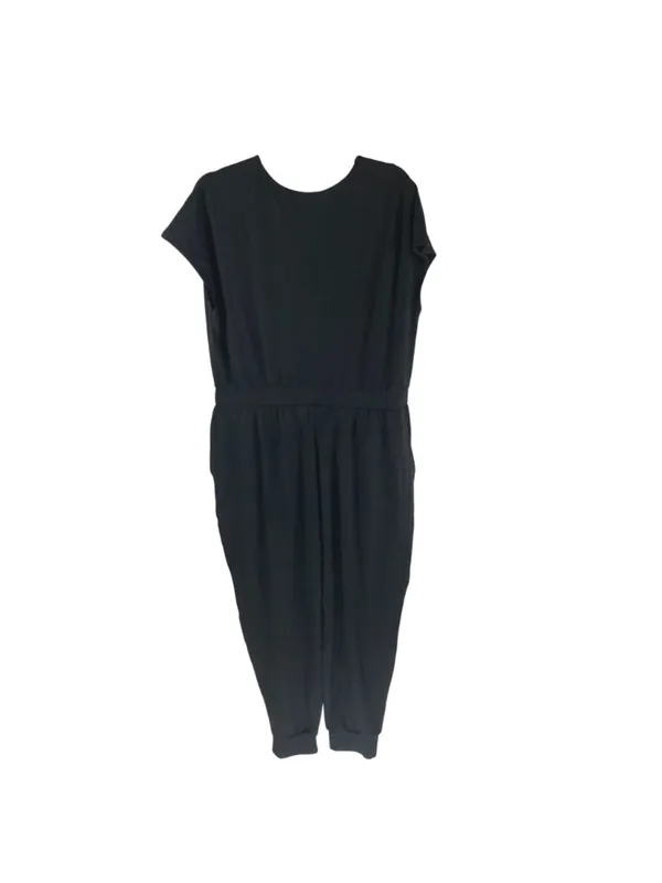 Halara Black Wrap Style Jumpsuit With Elastic Waist & Pleated Jogger Legs XL - Image 2