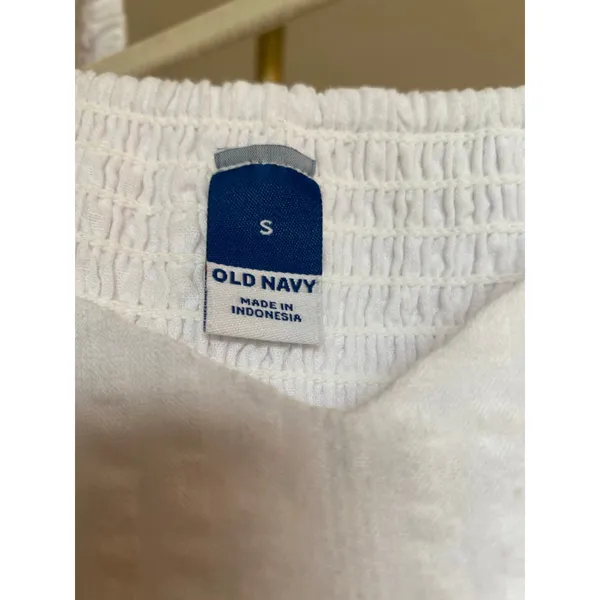 Old Navy Cotton Mini Dress White Puff Sleeve Cottagecore Coastal Clean Girl Boho - Image 6