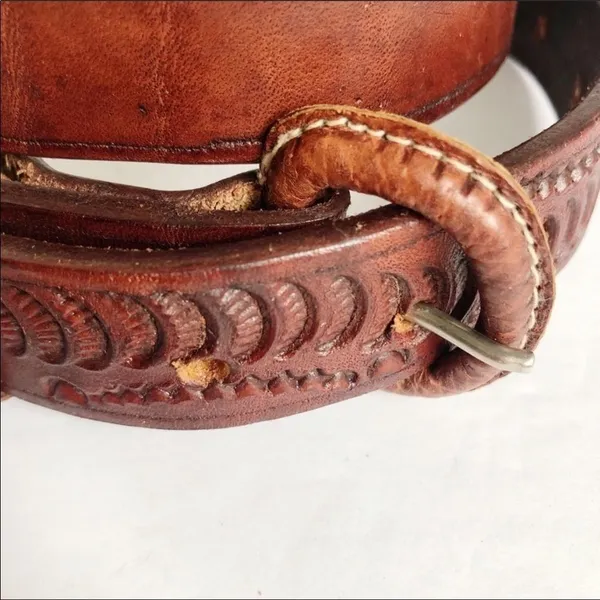 Tooled Leather Belt - Image 2